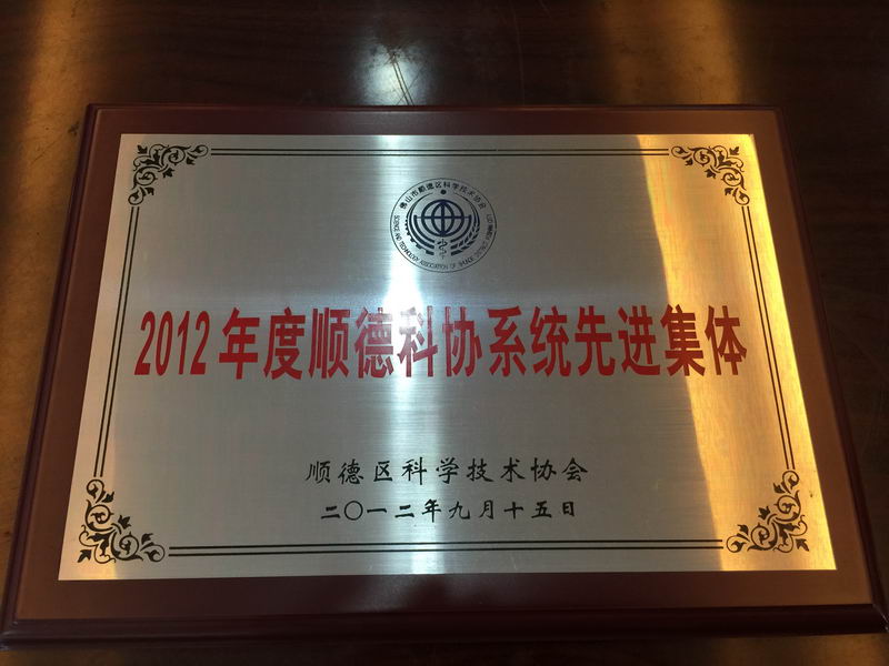 2012年9月15日——2012年度顺德科协系统先进集体